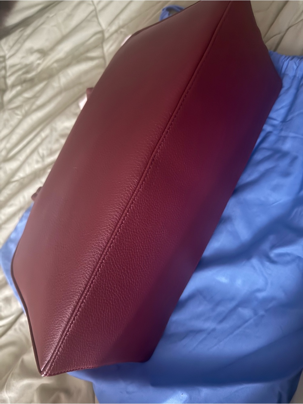 BAGGU Burgundy Pebbled Leather Shoulder Bag - Picture 8 of 8
